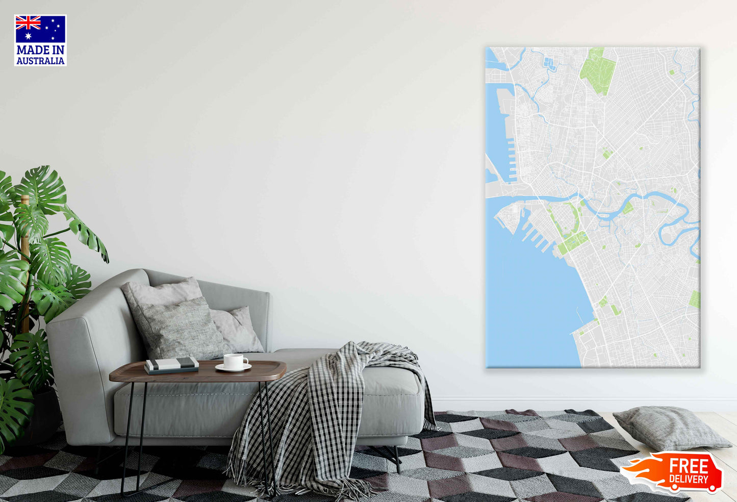 Manila City Philippines Map Color Detailed Vector Print 100% Australian Made Stretched Canvas Ready to Hang - 2309