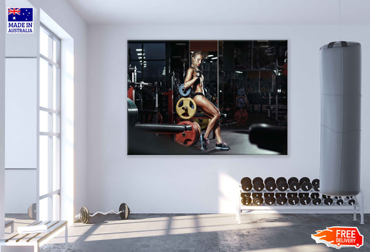 Girl Workout in Gym Photograph Print 100% Australian Made Stretched Canvas Ready to Hang - 2267