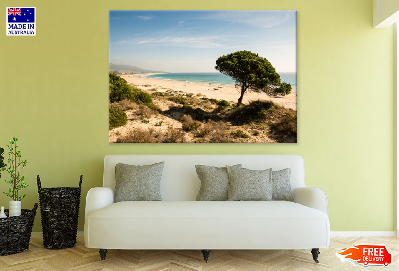 Tree Near Sea View Photograph Print 100% Australian Made Stretched Canvas Ready to Hang - 1707