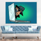 Spy Peeping Through Laptop Illustration Pop Arts & Comic Poster Print 100% Australian Made Stretched Canvas Ready to Hang - 2183