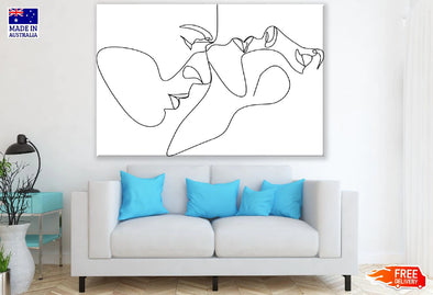 Man and Woman Touch B&W Line Art Design Print 100% Australian Made Stretched Canvas Ready to Hang - 1810