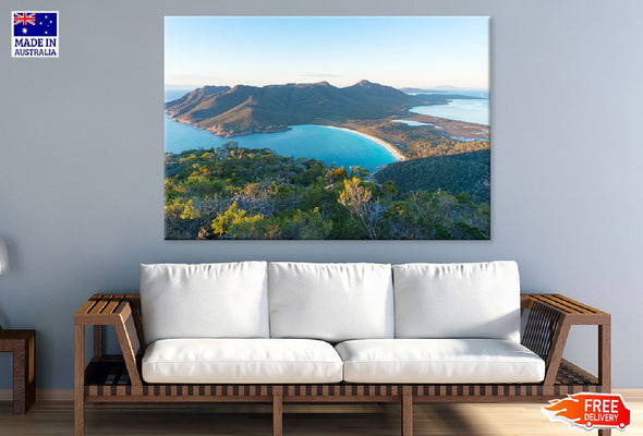 Aerial View of Picturesque Beach Print 100% Australian Made Stretched Canvas Ready to Hang - 1378