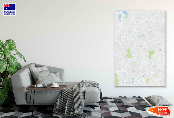 Kuala Lumpur City Malaysia Map Color Detailed Vector Print 100% Australian Made Stretched Canvas Ready to Hang - 2310