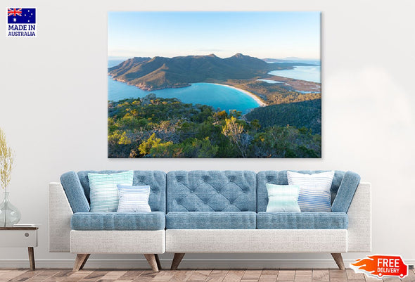 Aerial View of Picturesque Beach Print 100% Australian Made Stretched Canvas Ready to Hang - 1378