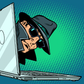 Spy Peeping Through Laptop Illustration Pop Arts & Comic Poster Print 100% Australian Made Stretched Canvas Ready to Hang - 2183
