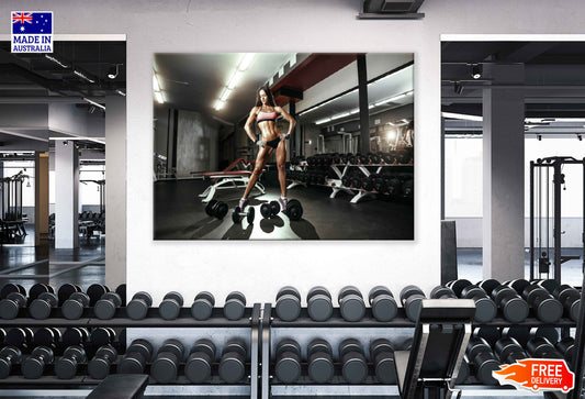 Girl Workout in Gym Photograph Print 100% Australian Made Stretched Canvas Ready to Hang - 2268