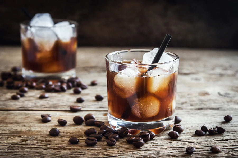 Iced Cofee & Coffee Seeds on Table Photograph Print 100% Australian Made Stretched Canvas Ready to Hang - 2011