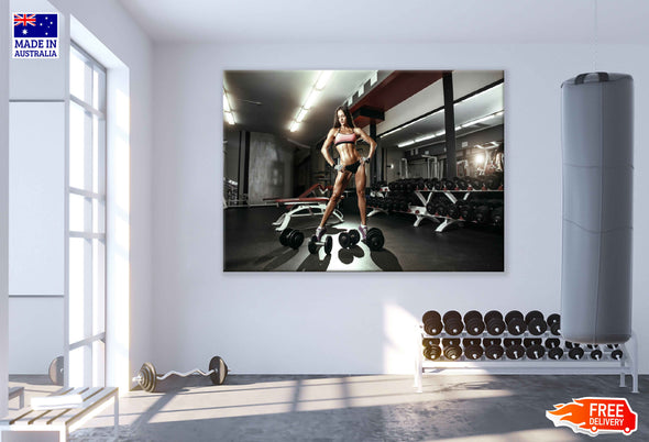 Girl Workout in Gym Photograph Print 100% Australian Made Stretched Canvas Ready to Hang - 2268