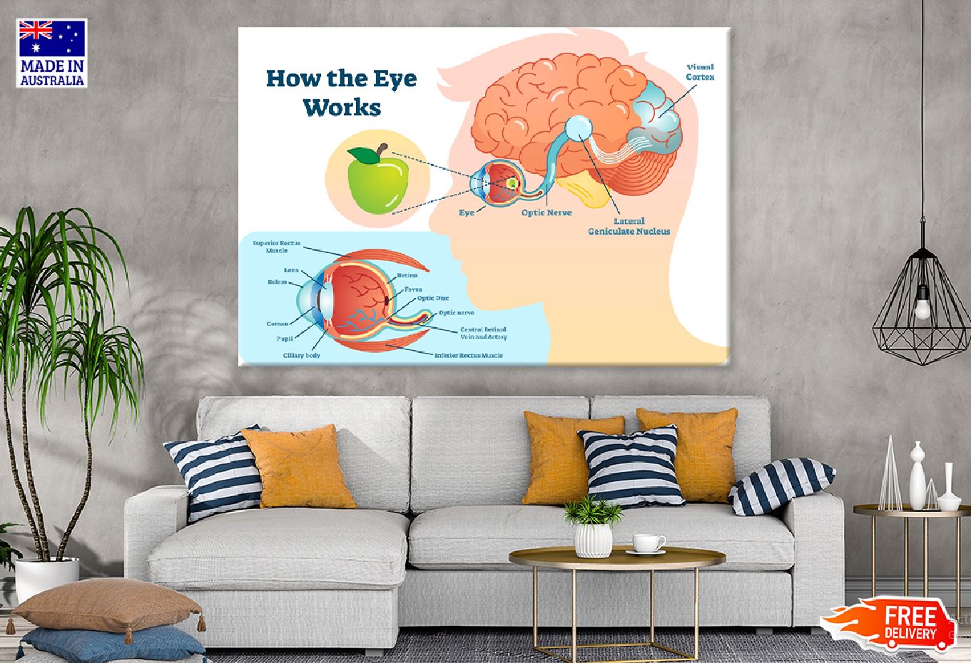 Human Eye Works Vector Design Print 100% Australian Made Stretched Canvas Ready to Hang - 2414