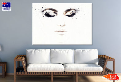 Abstract Makeup Girl Face View Print 100% Australian Made Stretched Canvas Ready to Hang - 1316