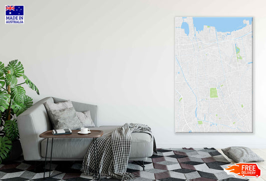 Jakarta City Indonesia map Color Detailed vector Print 100% Australian Made Stretched Canvas Ready to Hang - 2311