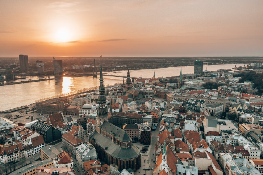 Daugava River & Old Town View Print 100% Australian Made Stretched Canvas Ready to Hang - 1480