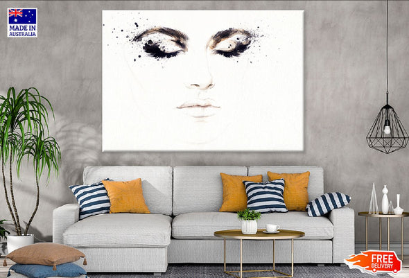 Abstract Makeup Girl Face View Print 100% Australian Made Stretched Canvas Ready to Hang - 1316