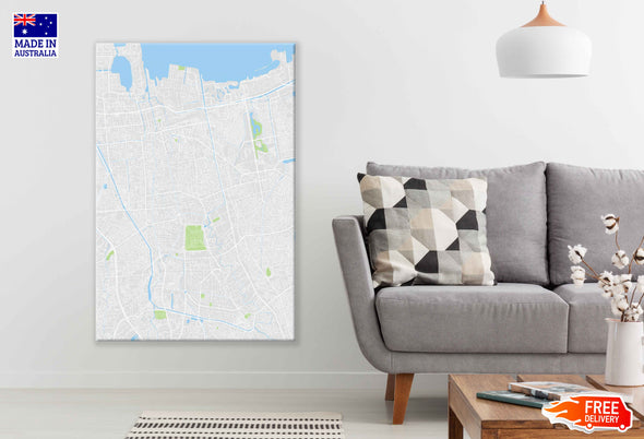 Jakarta City Indonesia map Color Detailed vector Print 100% Australian Made Stretched Canvas Ready to Hang - 2311