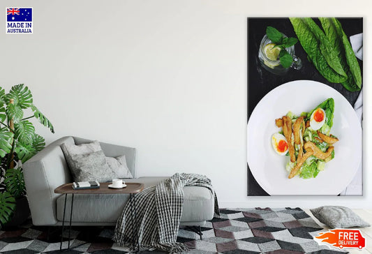 Green Spinach with Boiled Egg Salad Photograph Print 100% Australian Made Stretched Canvas Ready to Hang - 2012