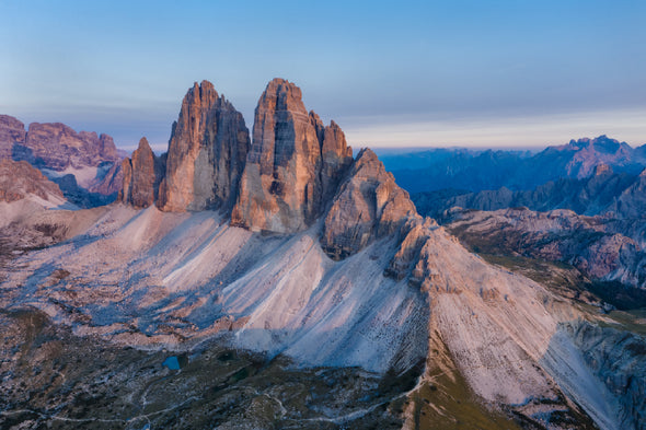 Aerial View of Tre Cime Peaks Print 100% Australian Made Stretched Canvas Ready to Hang - 1004