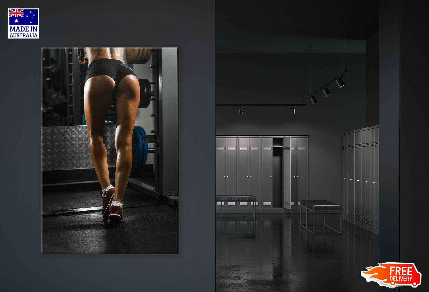 Girl Posing in Gym Photograph Print 100% Australian Made Stretched Canvas Ready to Hang - 2270