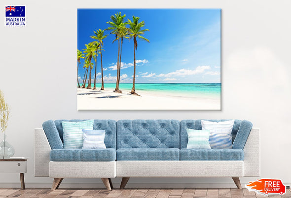 Palm Trees Near Beach Sky View Print 100% Australian Made Stretched Canvas Ready to Hang - 1710