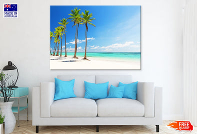 Palm Trees Near Beach Sky View Print 100% Australian Made Stretched Canvas Ready to Hang - 1710