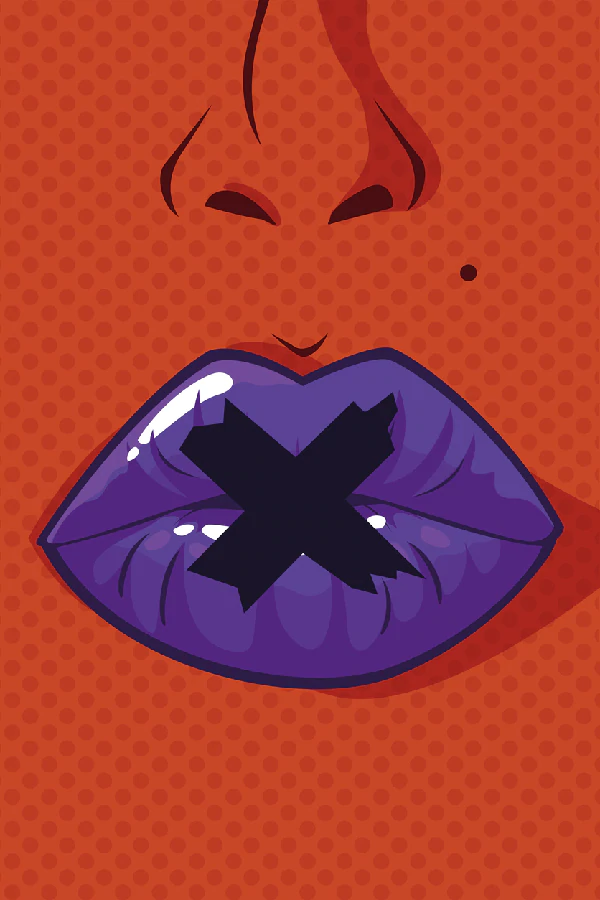 Purple Lips Closeup Illustration Pop Arts & Comic Poster Print 100% Australian Made Stretched Canvas Ready to Hang - 2114