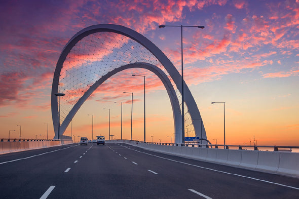 Al Wahda Bridge Sunset View Doha Print 100% Australian Made Stretched Canvas Ready to Hang - 1482