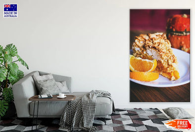 Sliced Orange Fruit & Cake Photograph Print 100% Australian Made Stretched Canvas Ready to Hang - 2014