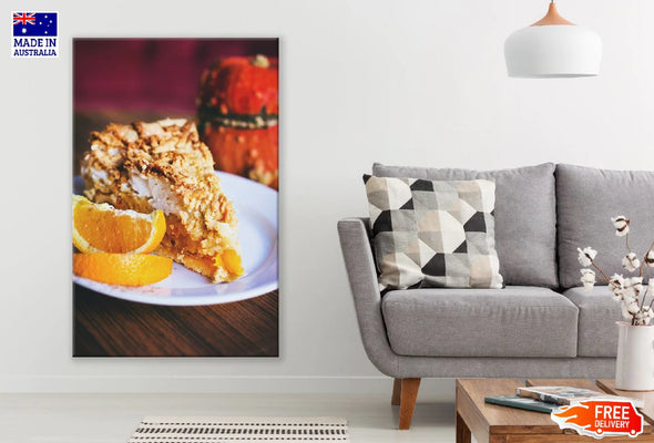 Sliced Orange Fruit & Cake Photograph Print 100% Australian Made Stretched Canvas Ready to Hang - 2014