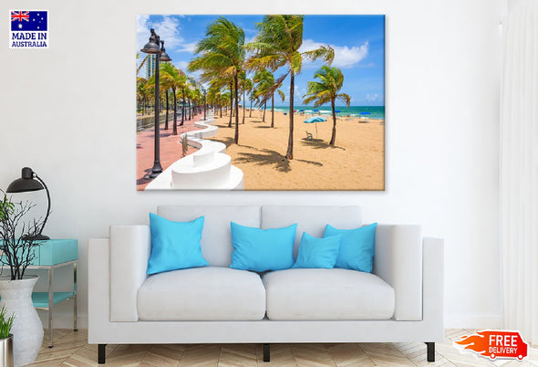 Palm Trees in Fort Lauderdale USA Print 100% Australian Made Stretched Canvas Ready to Hang - 1711