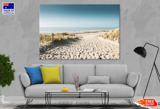 Sandy Dunes North Sea Netherlands Print 100% Australian Made Stretched Canvas Ready to Hang - 1381