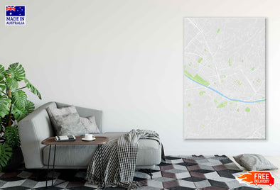 Florence City Italy Map Color Detailed Vector Print 100% Australian Made Stretched Canvas Ready to Hang - 2313