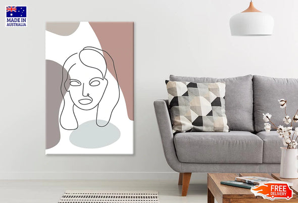 Woman Face & Hair Line Art Design Print 100% Australian Made Stretched Canvas Ready to Hang - 1813