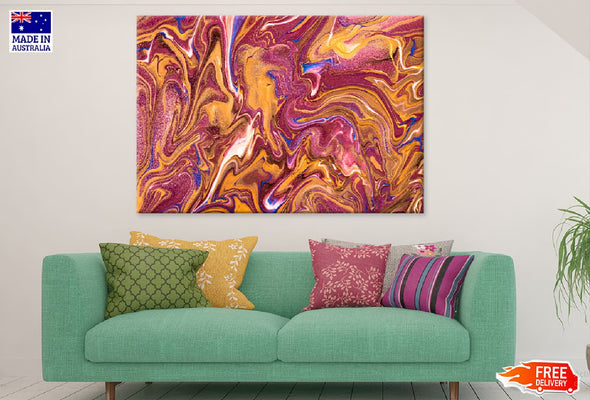 Orange Pink Purple Fluid Abstract Design Print 100% Australian Made Stretched Canvas Ready to Hang - 1134