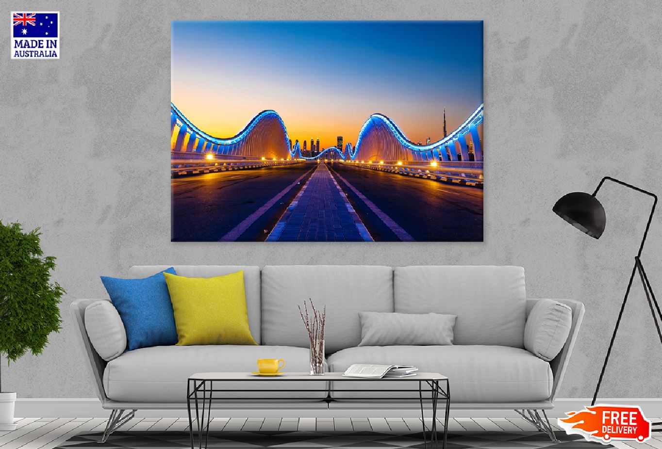 Meydan Bridge View in Dubai Print 100% Australian Made Stretched Canvas Ready to Hang - 1483