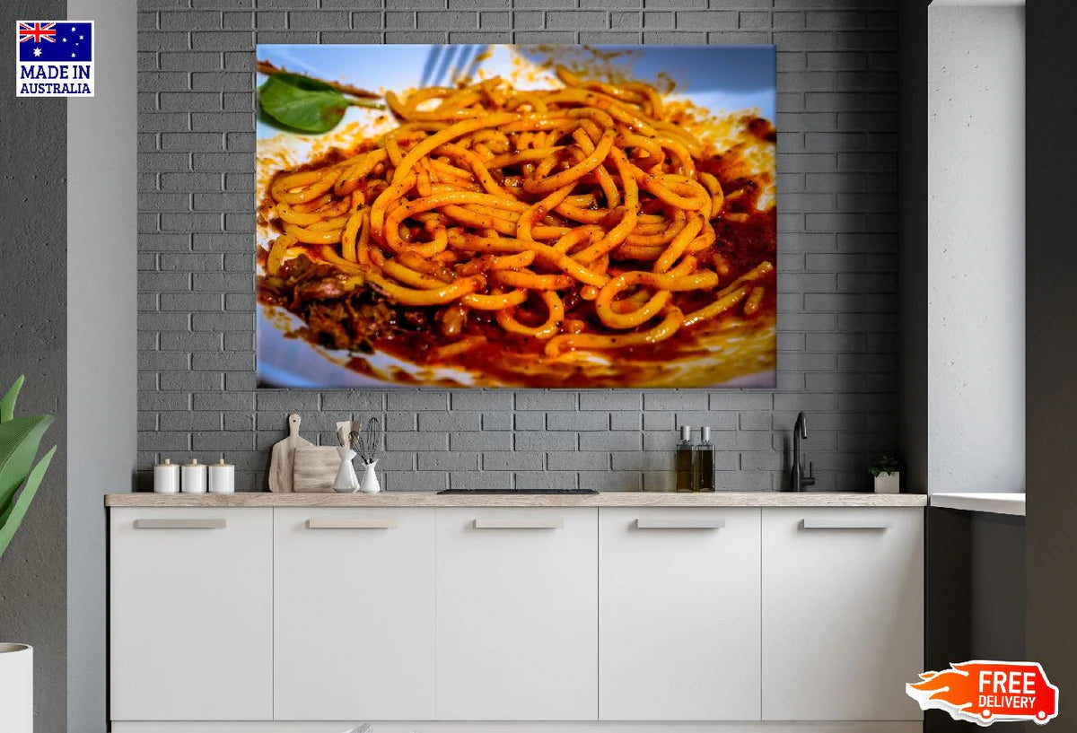 Spaghetti Pasta Closeup Photograph Print 100% Australian Made Stretched Canvas Ready to Hang - 2015