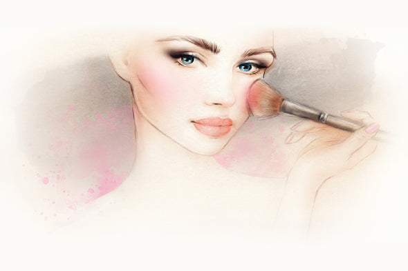 Makeup Girl with Brush Watercolor Print 100% Australian Made Stretched Canvas Ready to Hang - 1319