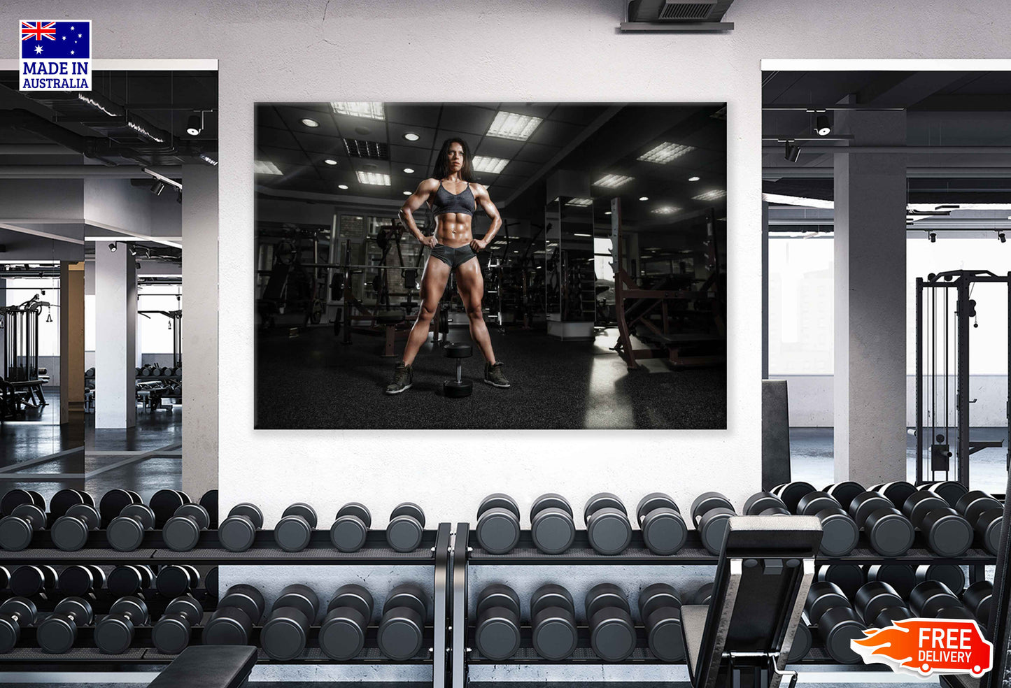 Muscular Young Girl Posing Print 100% Australian Made Stretched Canvas Ready to Hang - 2215