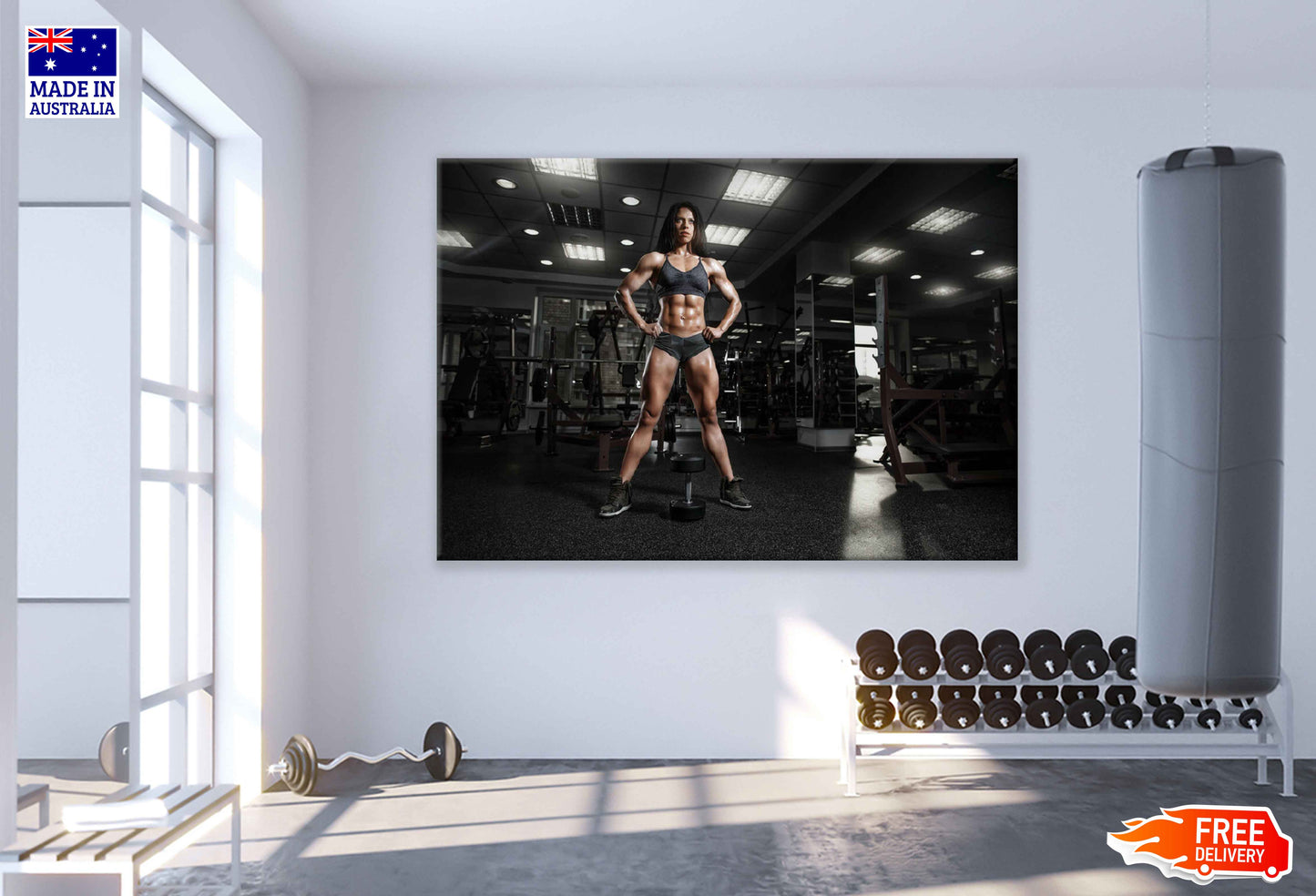 Muscular Young Girl Posing Print 100% Australian Made Stretched Canvas Ready to Hang - 2215