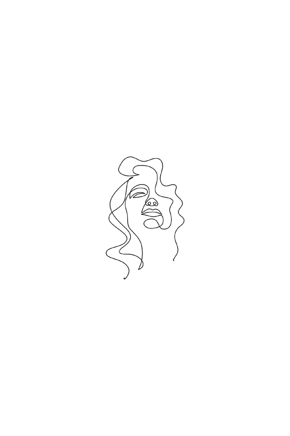 Woman Face Line Art Design Print 100% Australian Made Stretched Canvas Ready to Hang - 1814