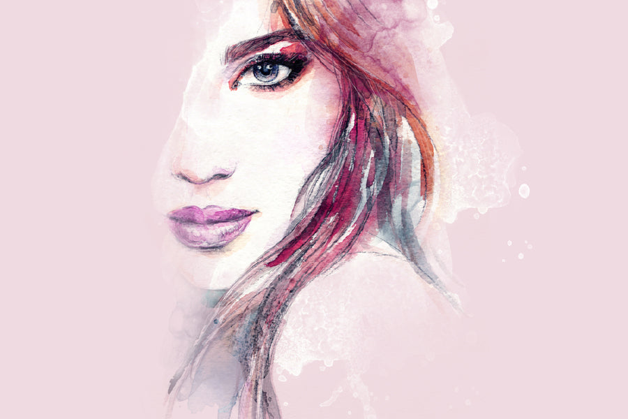 Abstract Woman Face Watercolor Print 100% Australian Made Stretched Canvas Ready to Hang - 1320