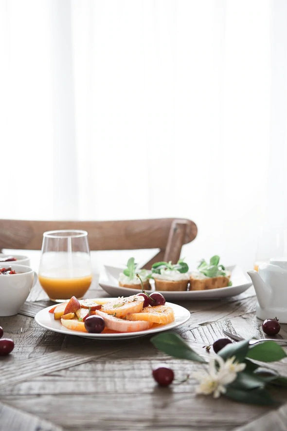 Meal Plates Table with Fruits Photograph Print 100% Australian Made Stretched Canvas Ready to Hang - 2016