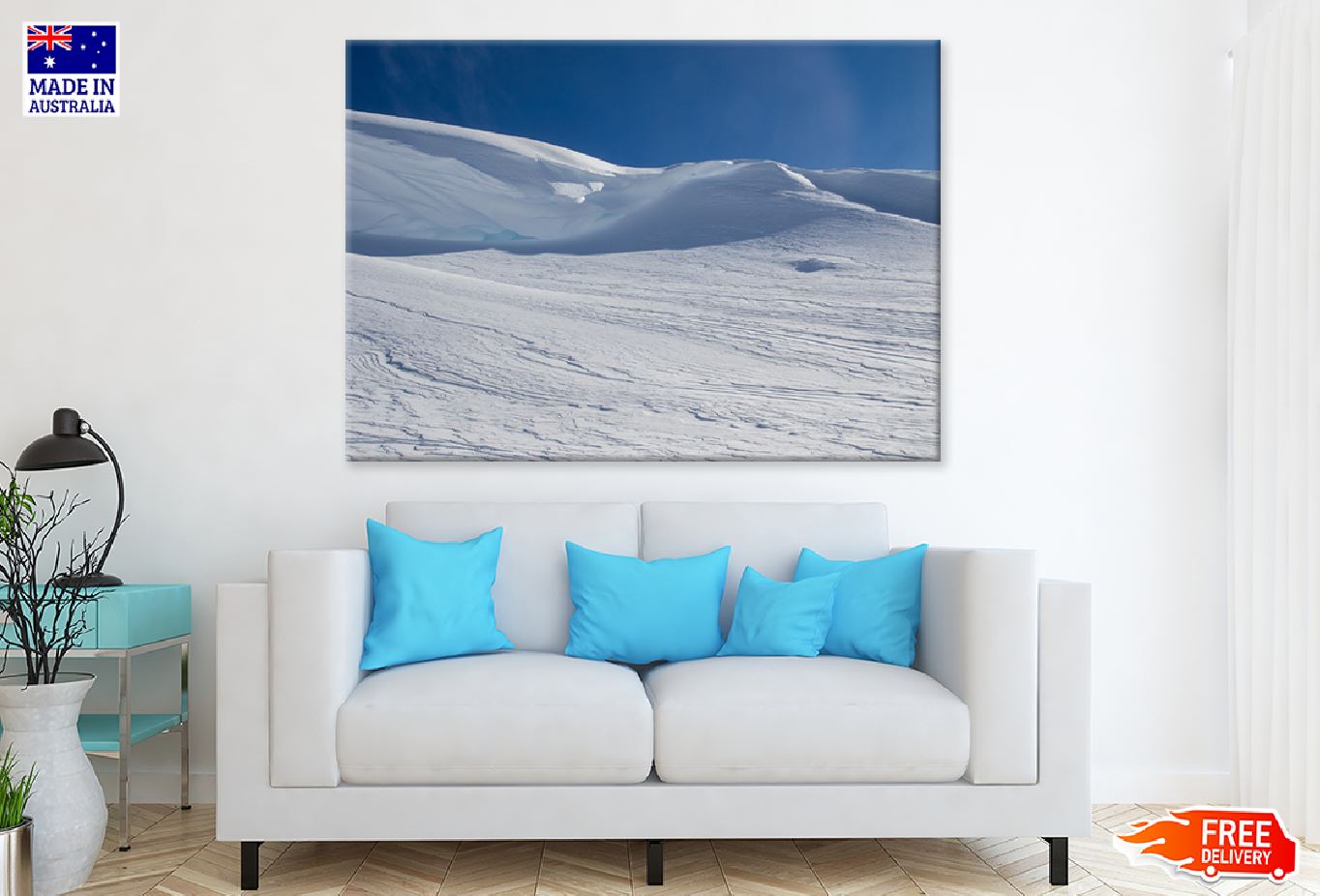 Mountain Summit Covered with Snow Print 100% Australian Made Stretched Canvas Ready to Hang - 1035