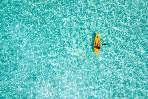 Blue Sea & Boat Aerial Photograph Print 100% Australian Made Stretched Canvas Ready to Hang - 1383