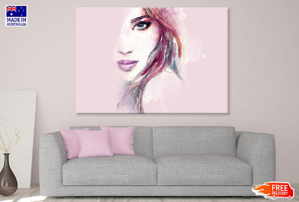 Abstract Woman Face Watercolor Print 100% Australian Made Stretched Canvas Ready to Hang - 1320