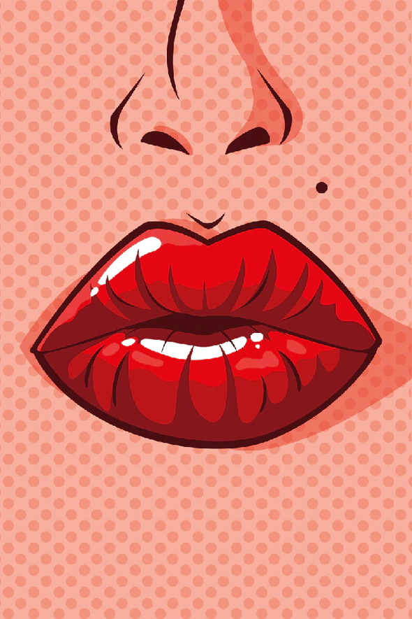 Girl's Lips Closeup Illustration Pop Arts & Comic Poster Print 100% Australian Made Stretched Canvas Ready to Hang - 2117