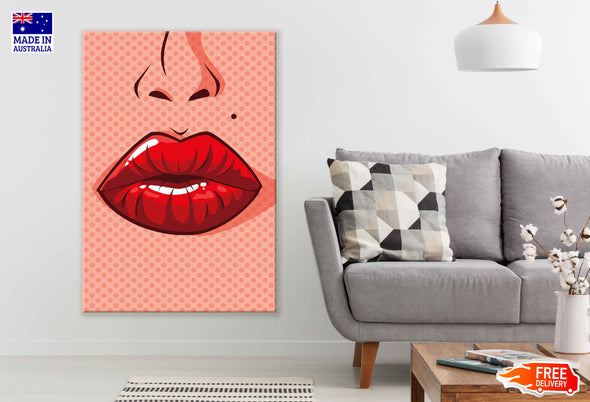 Girl's Lips Closeup Illustration Pop Arts & Comic Poster Print 100% Australian Made Stretched Canvas Ready to Hang - 2117