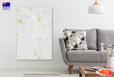 Atlanta City Georgia Color Map Detailed Print 100% Australian Made Stretched Canvas Ready to Hang - 2316