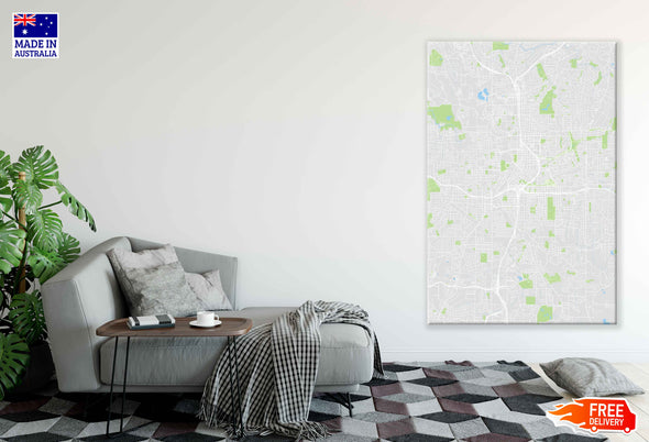 Atlanta City Georgia Color Map Detailed Print 100% Australian Made Stretched Canvas Ready to Hang - 2316