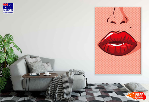 Girl's Lips Closeup Illustration Pop Arts & Comic Poster Print 100% Australian Made Stretched Canvas Ready to Hang - 2117