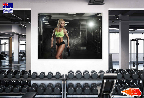 Girl Workout in Gym Photograph Print 100% Australian Made Stretched Canvas Ready to Hang - 2274