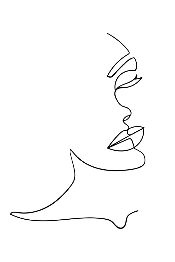 Woman Face Line Art Designs Print 100% Australian Made Stretched Canvas Ready to Hang - 1817